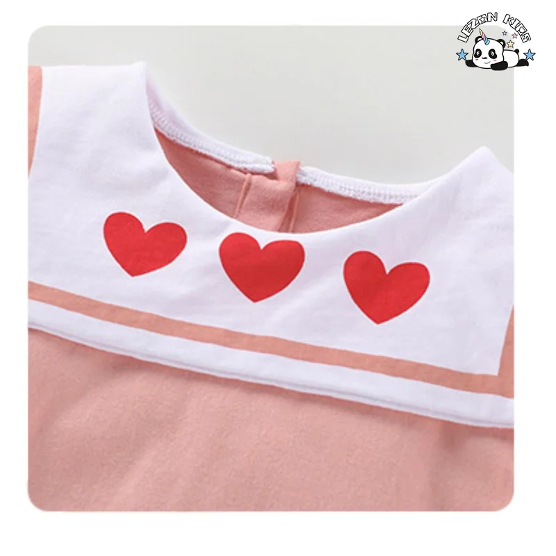 LEZONKIDS - Customizable Long Sleeve Heart Custom Patterns Tulle Dress Girls Cotton Dress Girls Kids